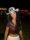 “Cassidy” White Albanian Leather Western Hat