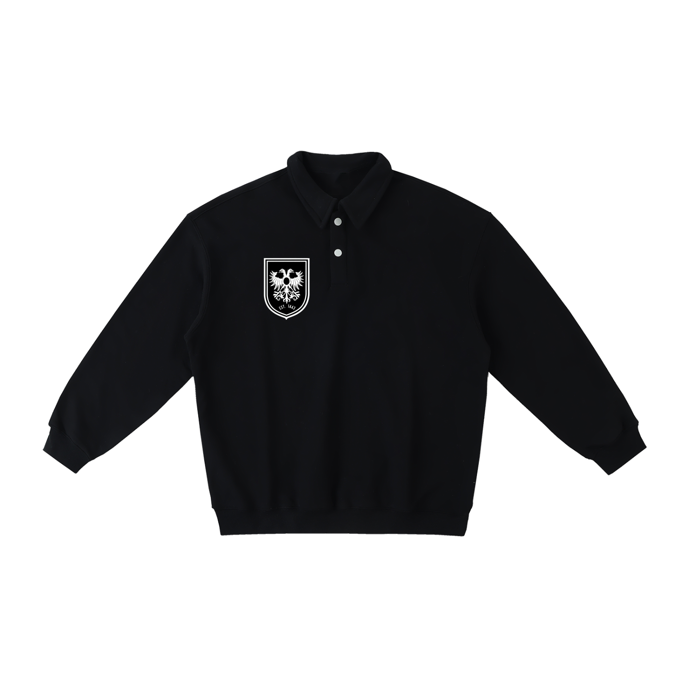 “Historike” Eagle Heavyweight Polo-Collar Fitted Sweatshirt