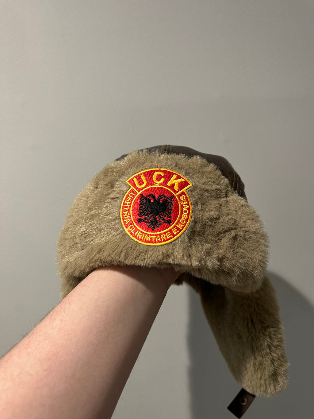 UÇK Skulled Leather Aviator Ushanka