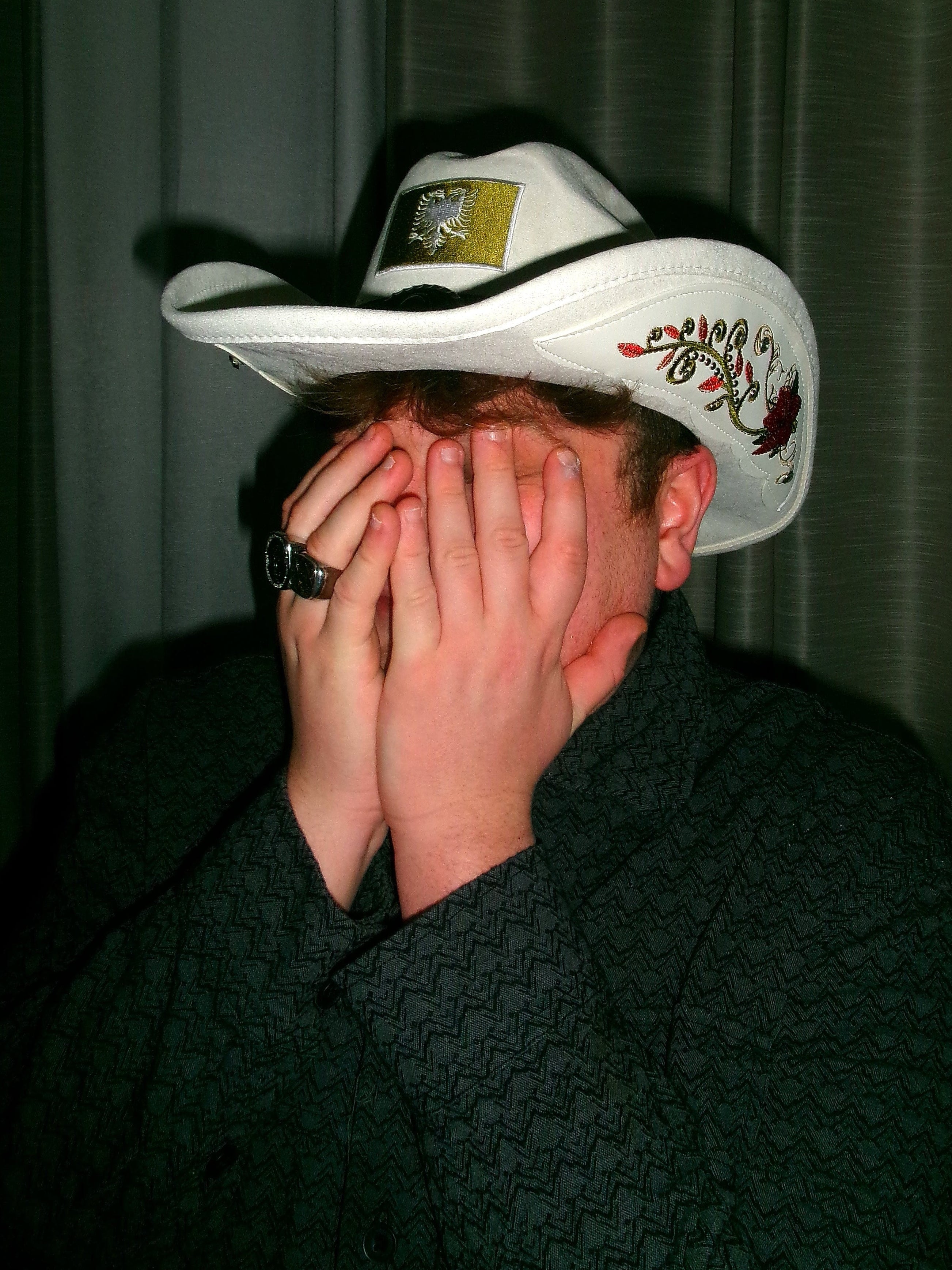 “Lulije” Rose X Gem Albanian Embroidery Royal Wool Cowboy Hat (White)