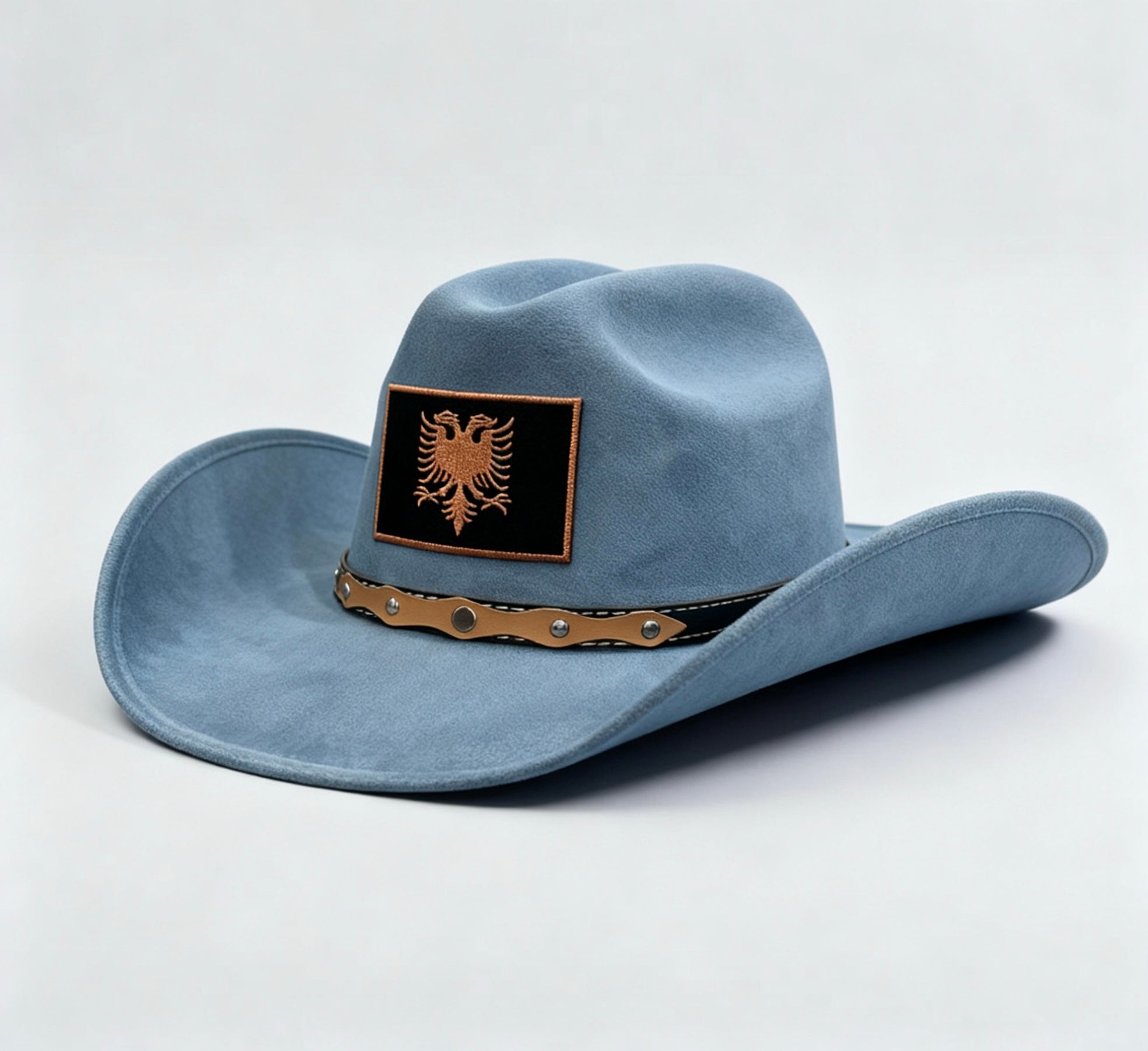 “Worcestershire” Albanian Embroidered Cowboy Hat (Royal Suede)
