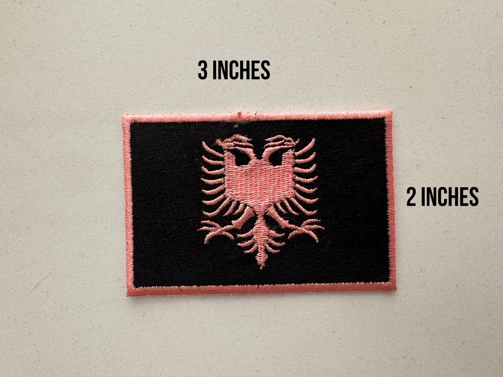 “Sweet Pink” Black and Pink Rose Albanian Flag Patch