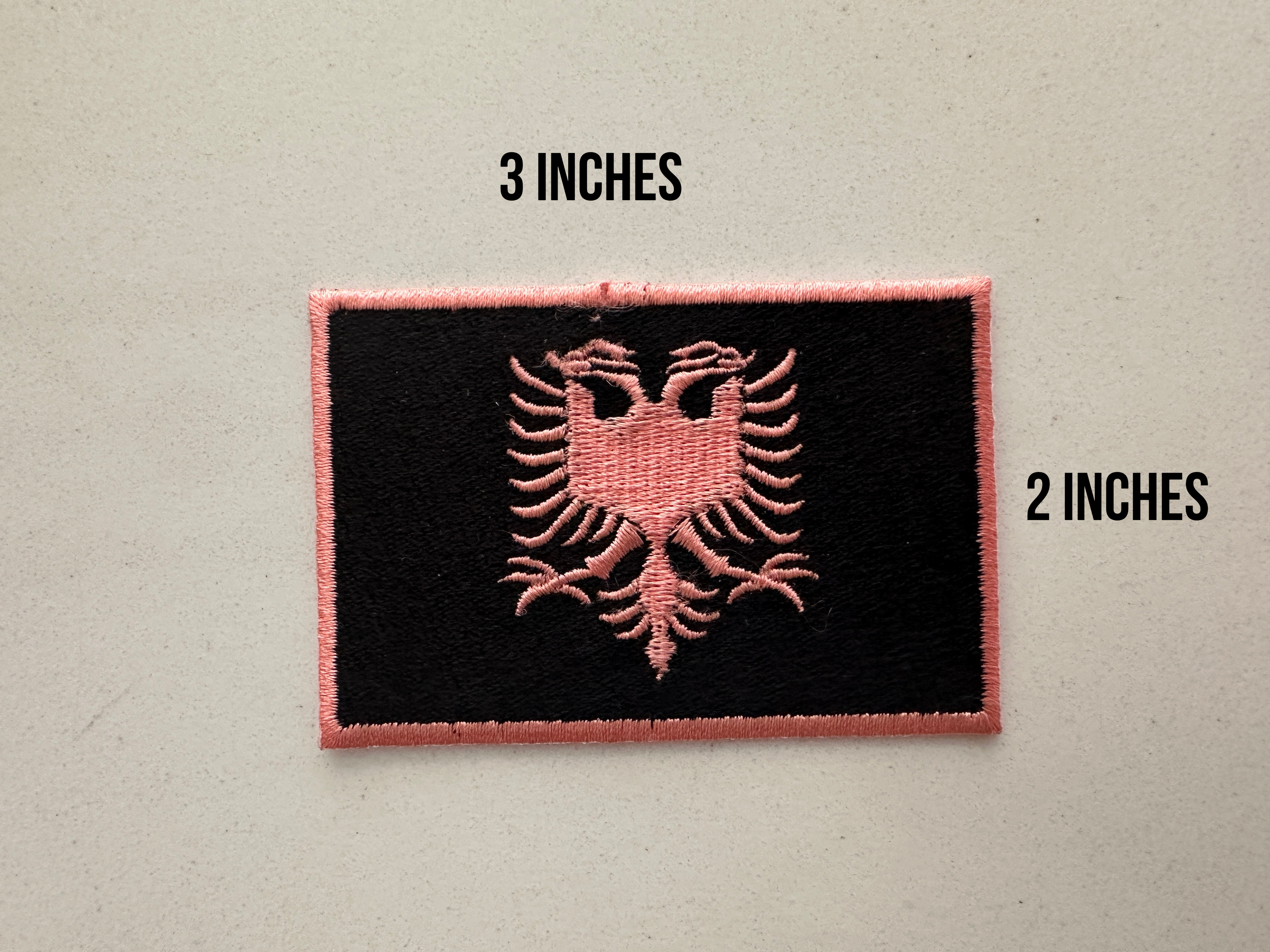 “Sweet Pink” Black and Pink Rose Albanian Flag Patch
