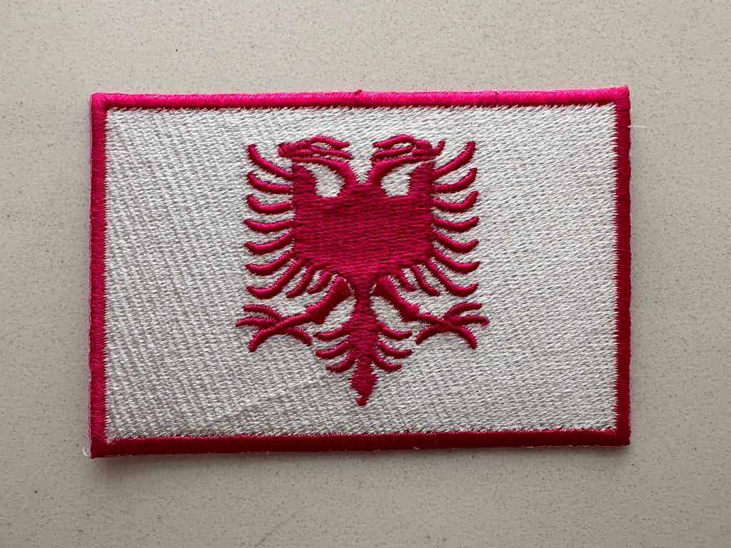 “Iconic” White and Hot Pink Albanian Flag Patch