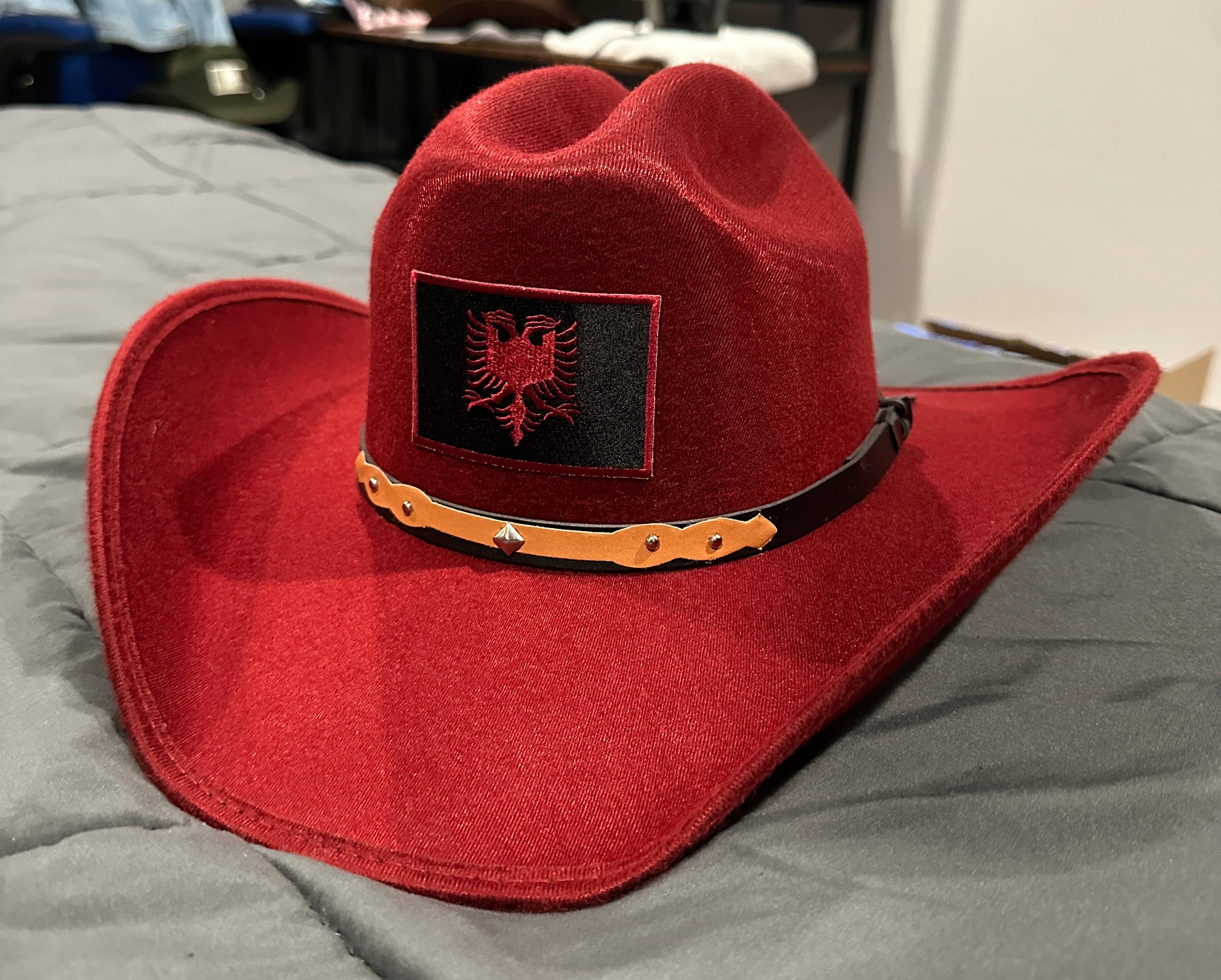 “Cherry Maroon” Albanian Embroidered Cowboy Hat *1of1*