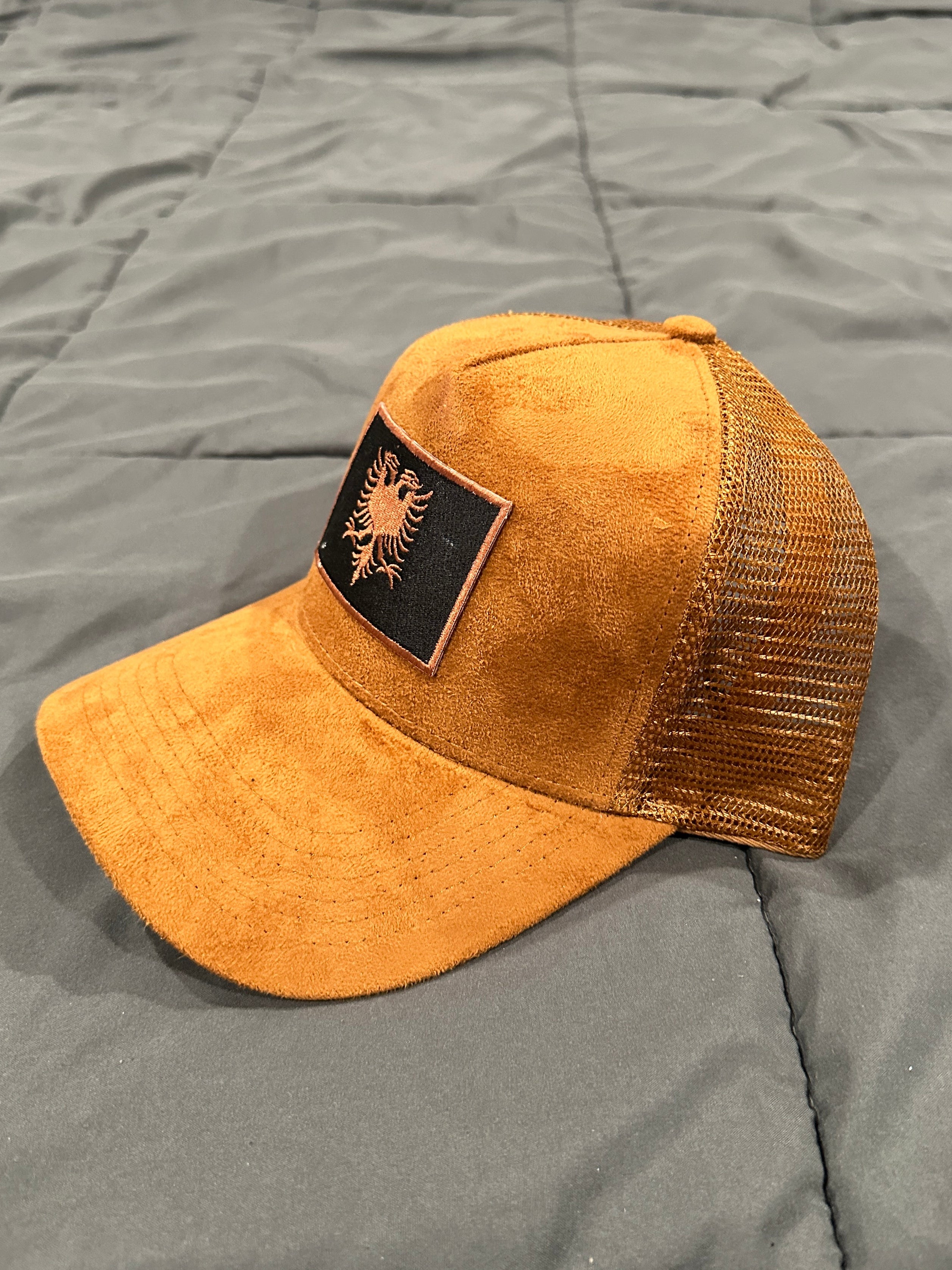 “Teddy Bear” Albanian Embroidered Kafè Royal Suede Snapback Hat