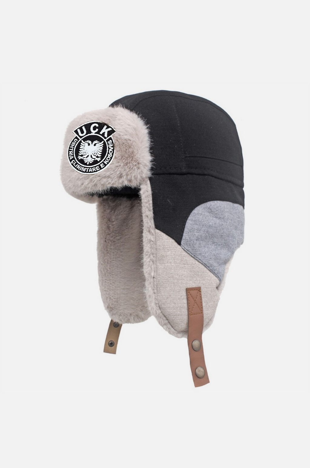 UÇK Black Snow Aviator Ushanka Trapper Hat