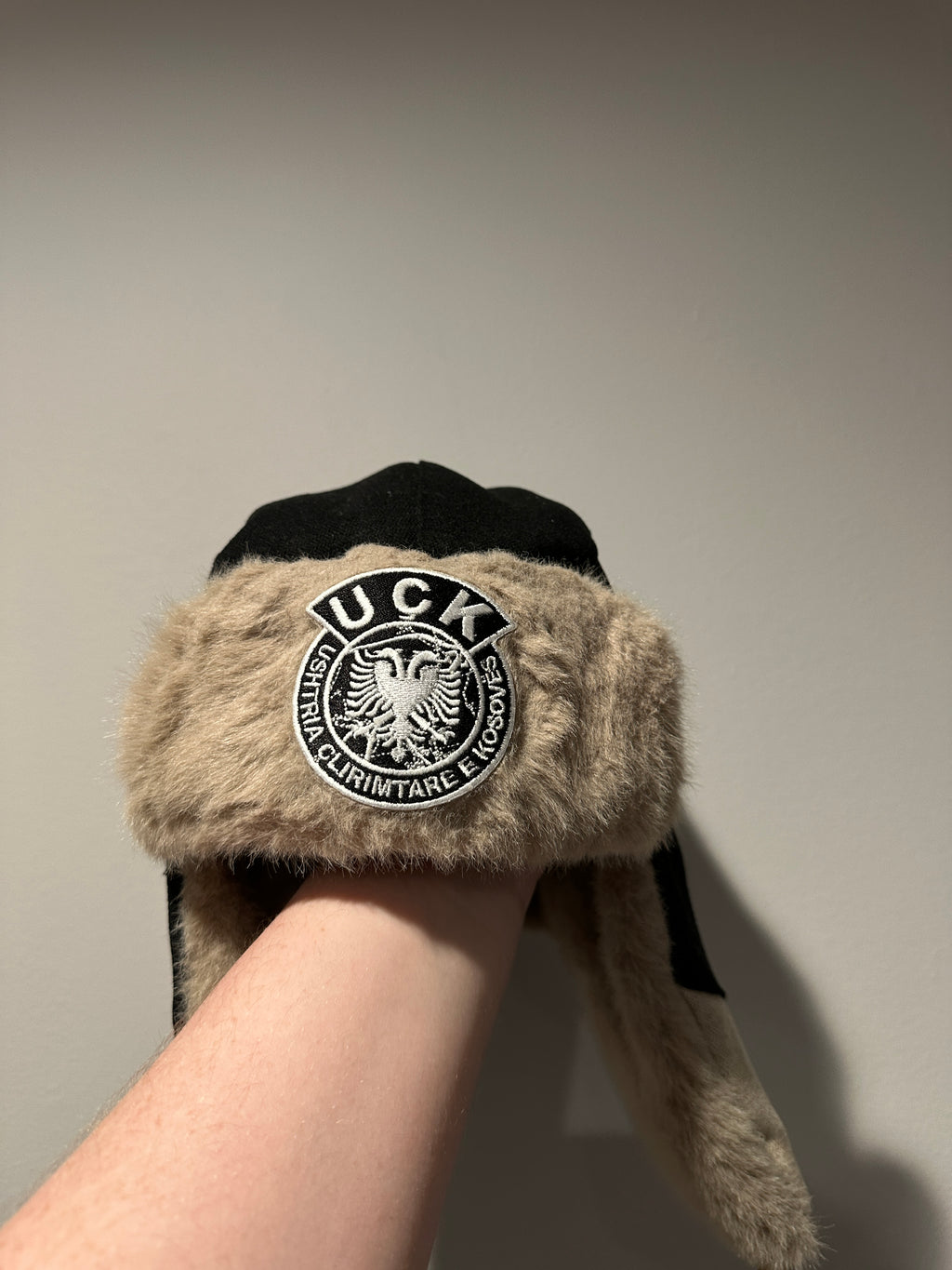 UÇK Black Snow Aviator Ushanka Trapper Hat