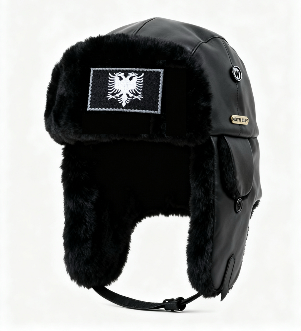 Historike All-Black Premium Leather Ushanka Hat