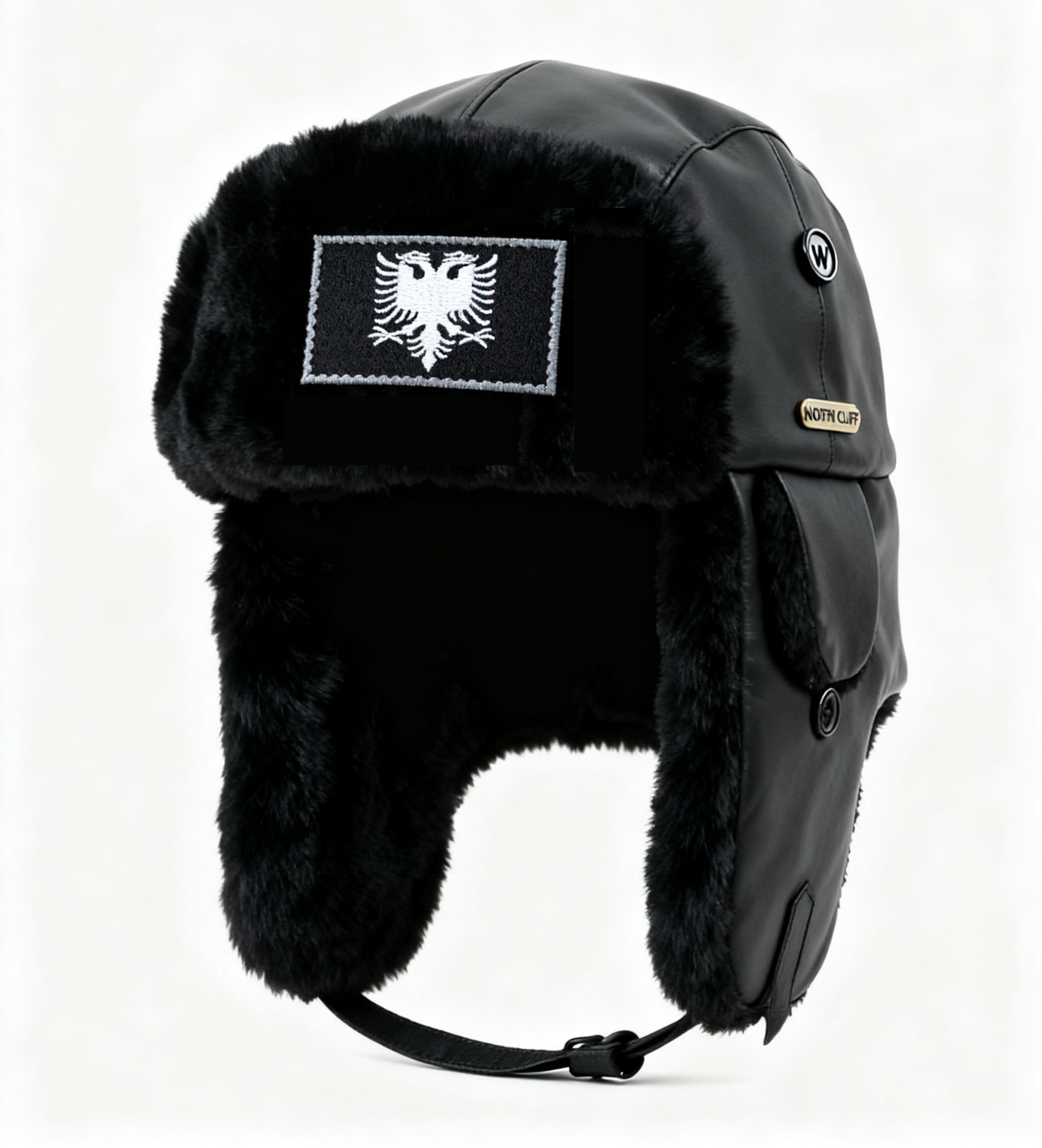 Historike All-Black Premium Leather Ushanka Hat