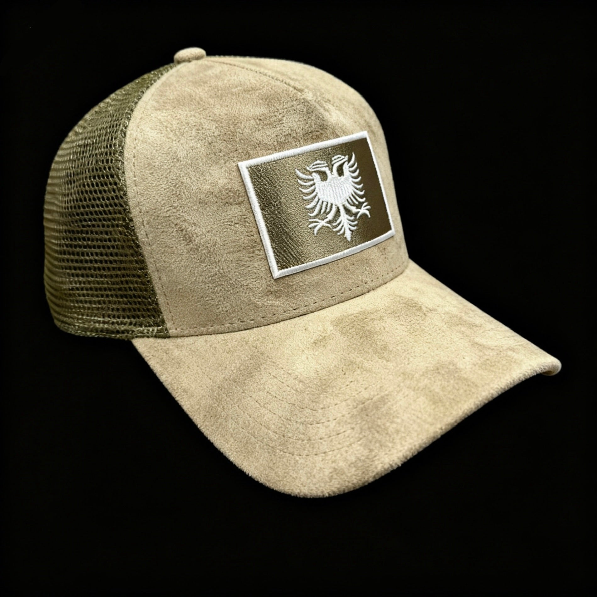 “Sage” Albanian Royal Suede Trucker Hat