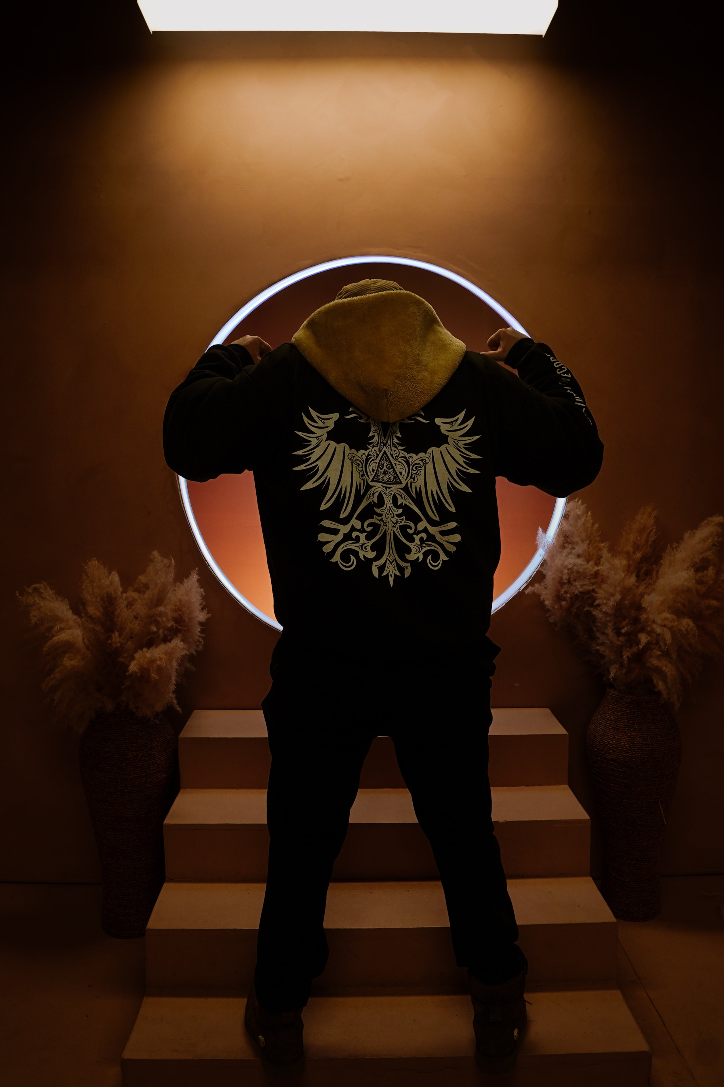 “HISTORIKE” Fleece Hooded X Sleeve Print FULL ZIP