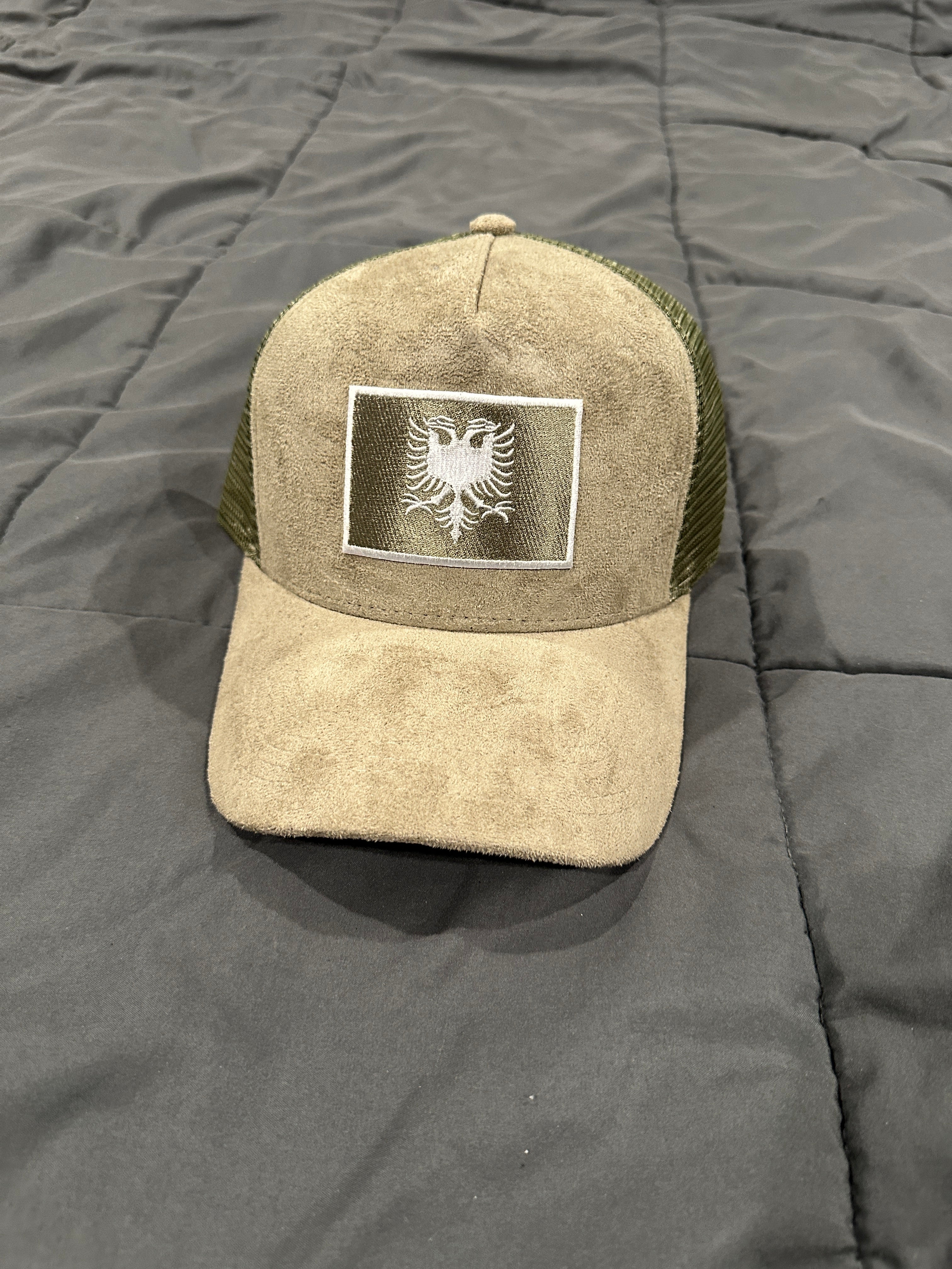 “Sage” Albanian Royal Suede Trucker Hat