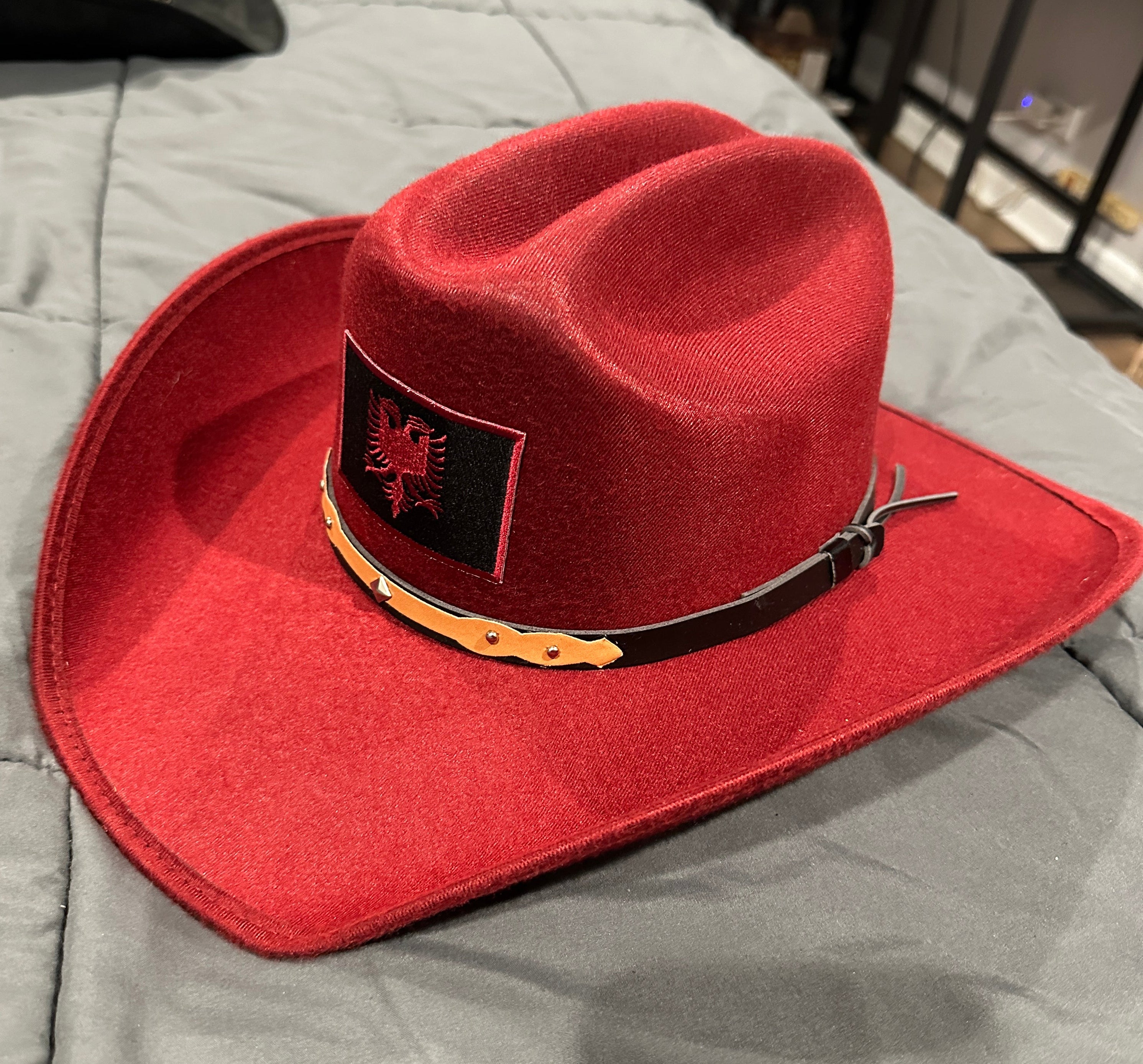 “Cherry Maroon” Albanian Embroidered Cowboy Hat *1of1*