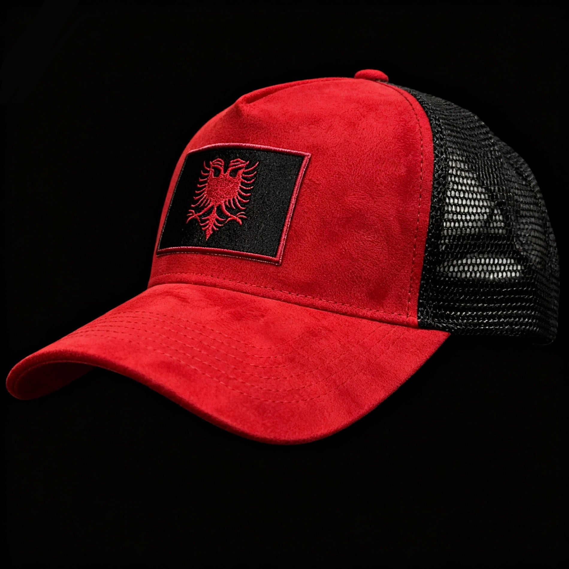 “Cherry Maroon” Albanian Royal Suede Trucker Hat