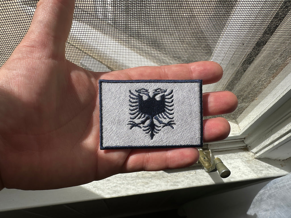 “Obsidian Frost” White and Navy Blue Albanian Flag Patch
