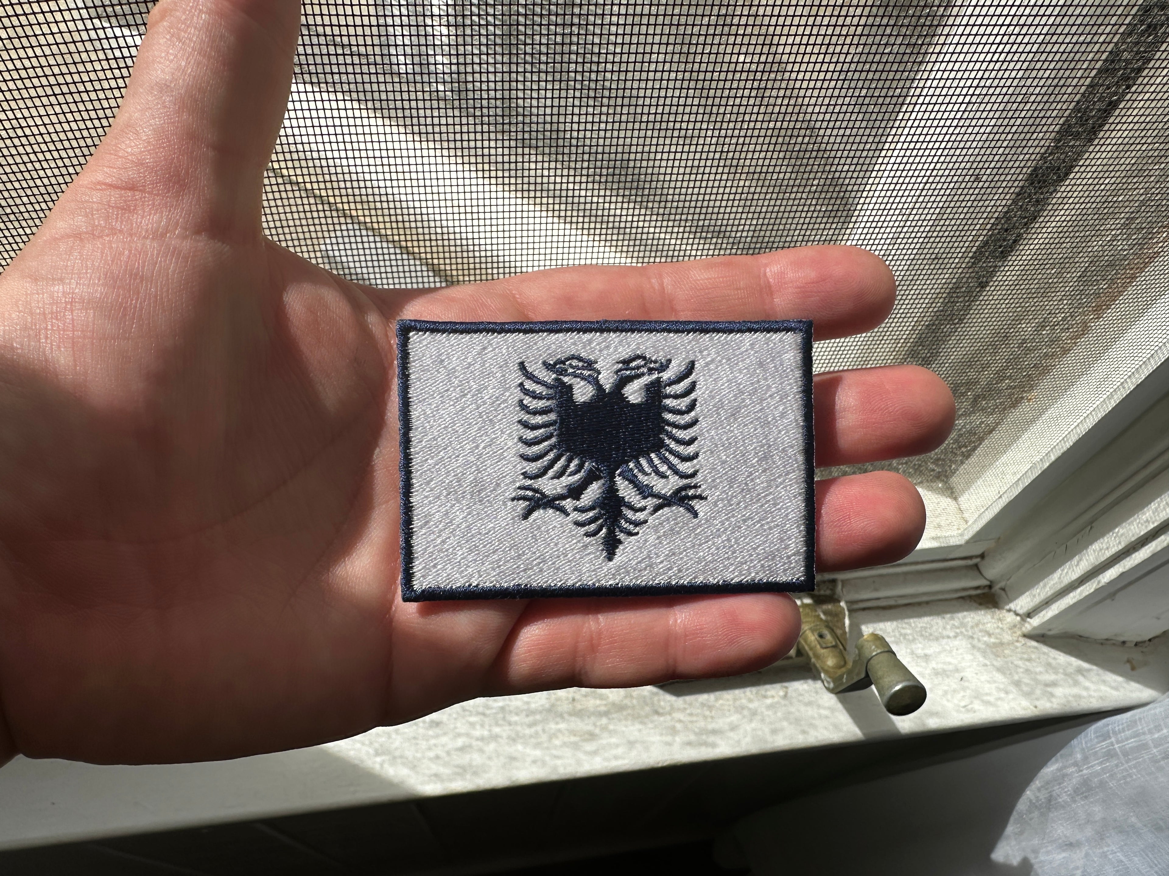 “Obsidian Frost” White and Navy Blue Albanian Flag Patch