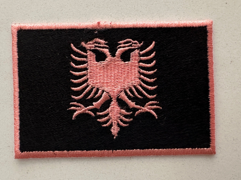 “Sweet Pink” Black and Pink Rose Albanian Flag Patch