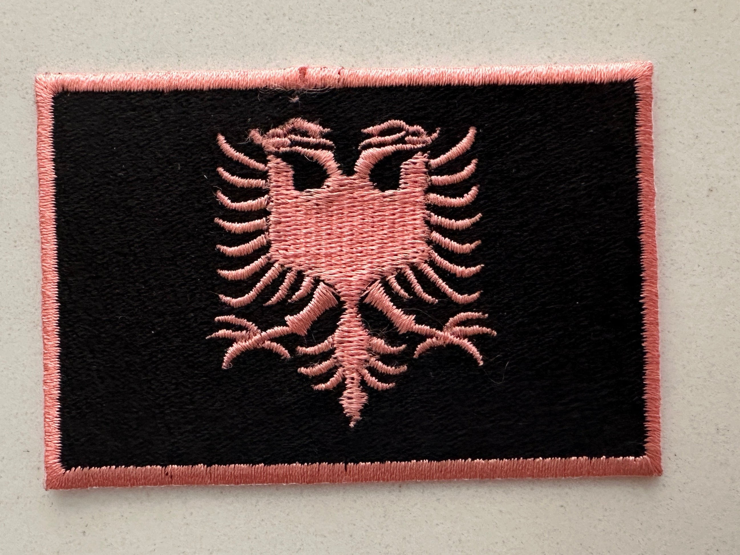 “Sweet Pink” Black and Pink Rose Albanian Flag Patch