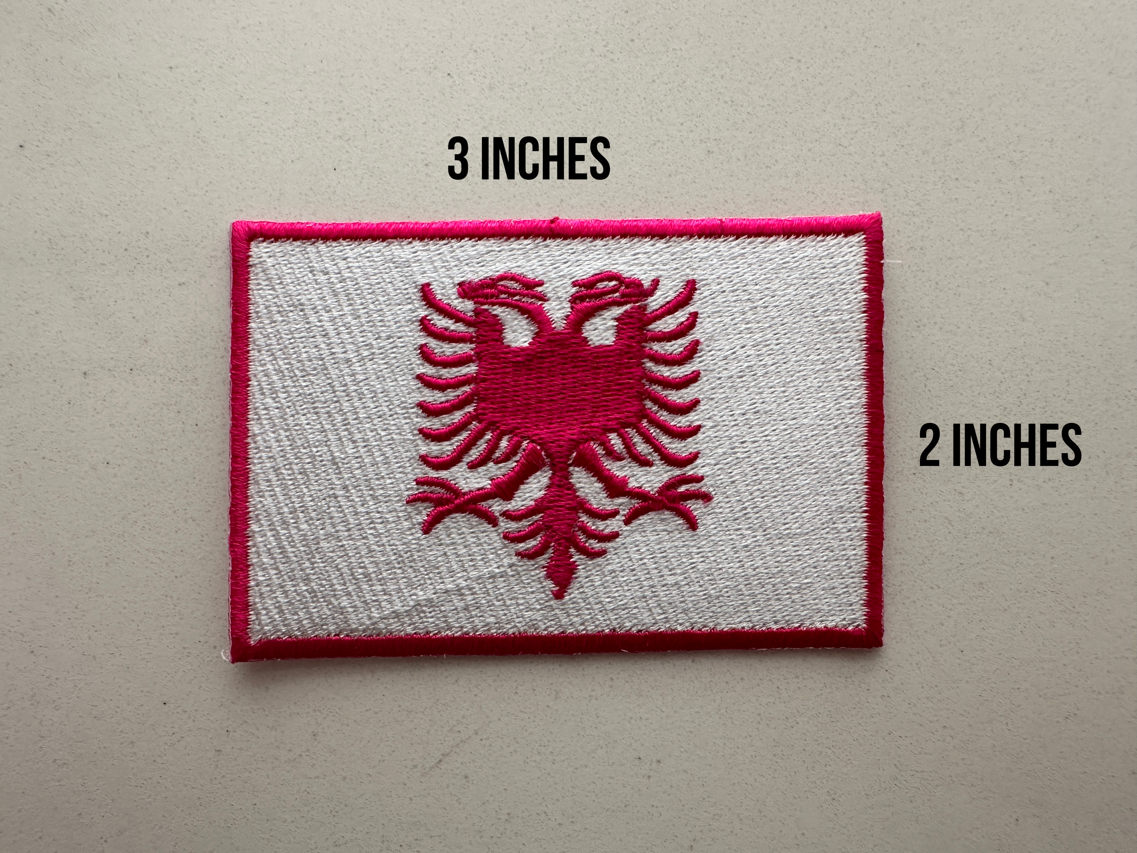 “Iconic” White and Hot Pink Albanian Flag Patch
