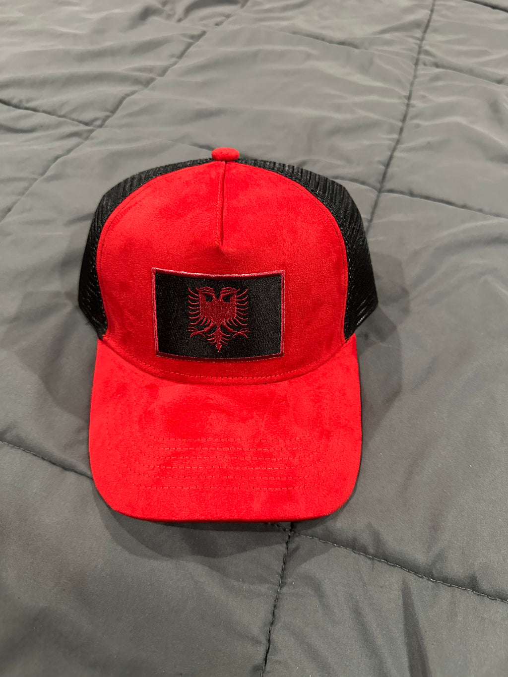 “Cherry Maroon” Albanian Royal Suede Trucker Hat