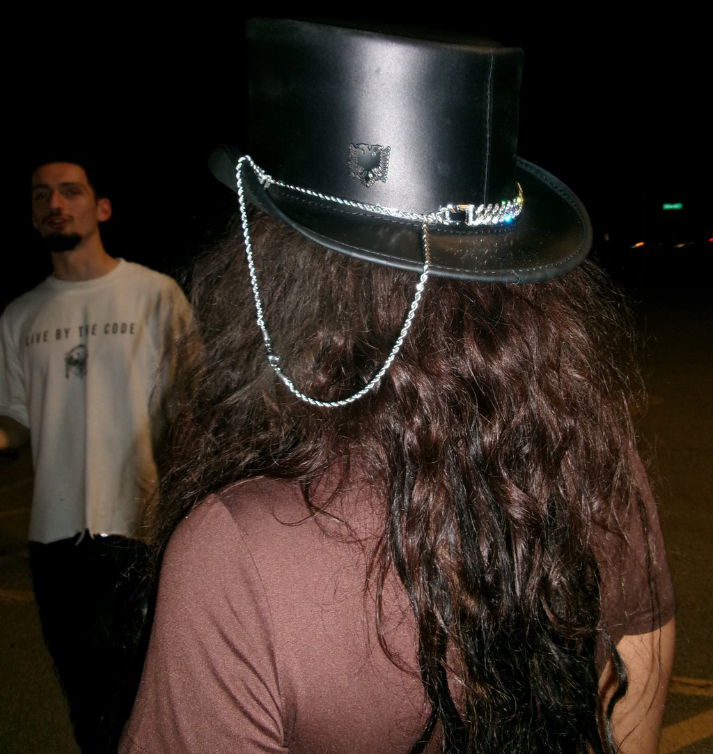 “Queen Teuta” Albanian Premium Leather Diamon Biker Hat (1 of 1)