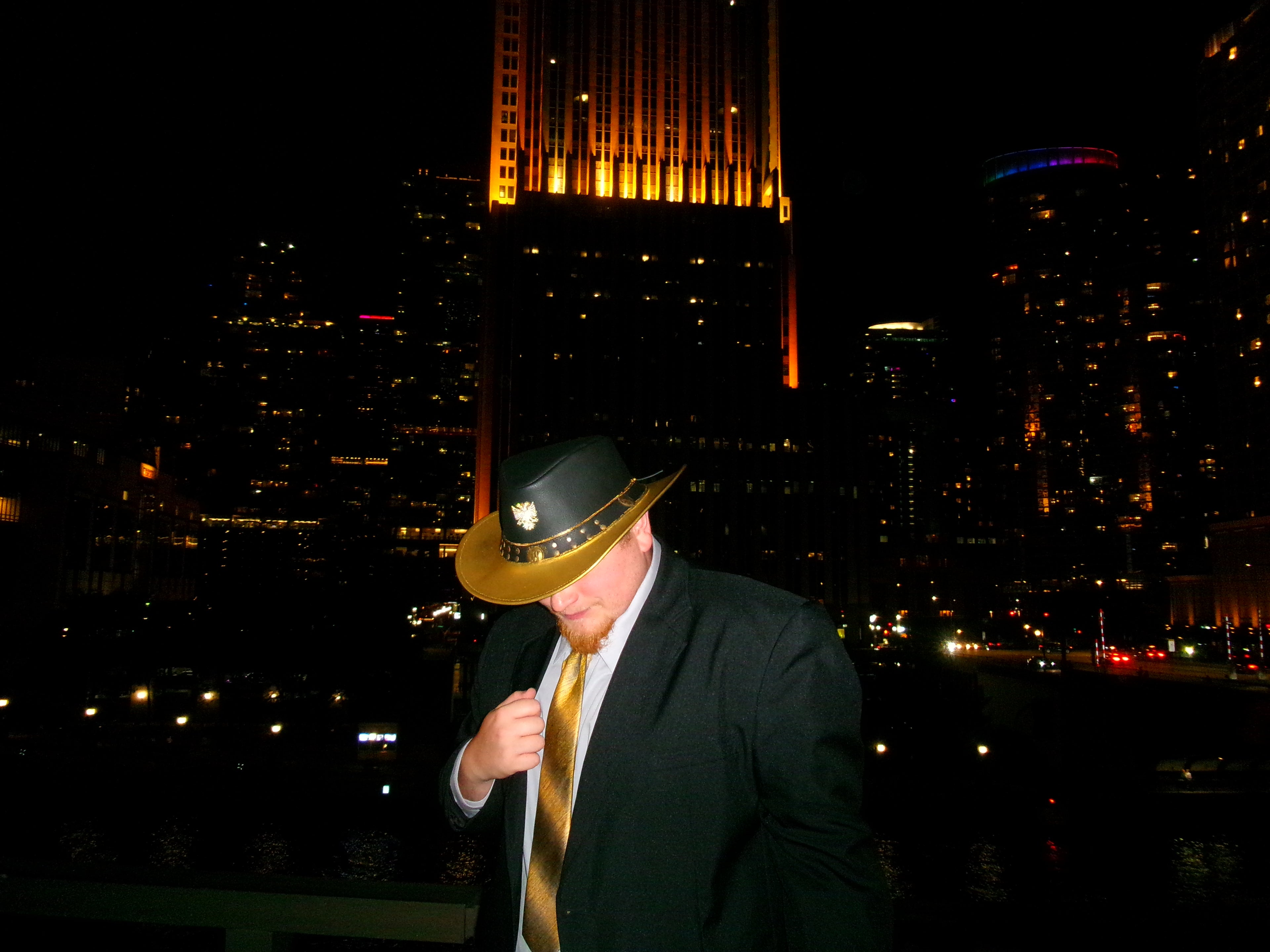 “Aplomb” Gold X Black Albanian Leather Fedora