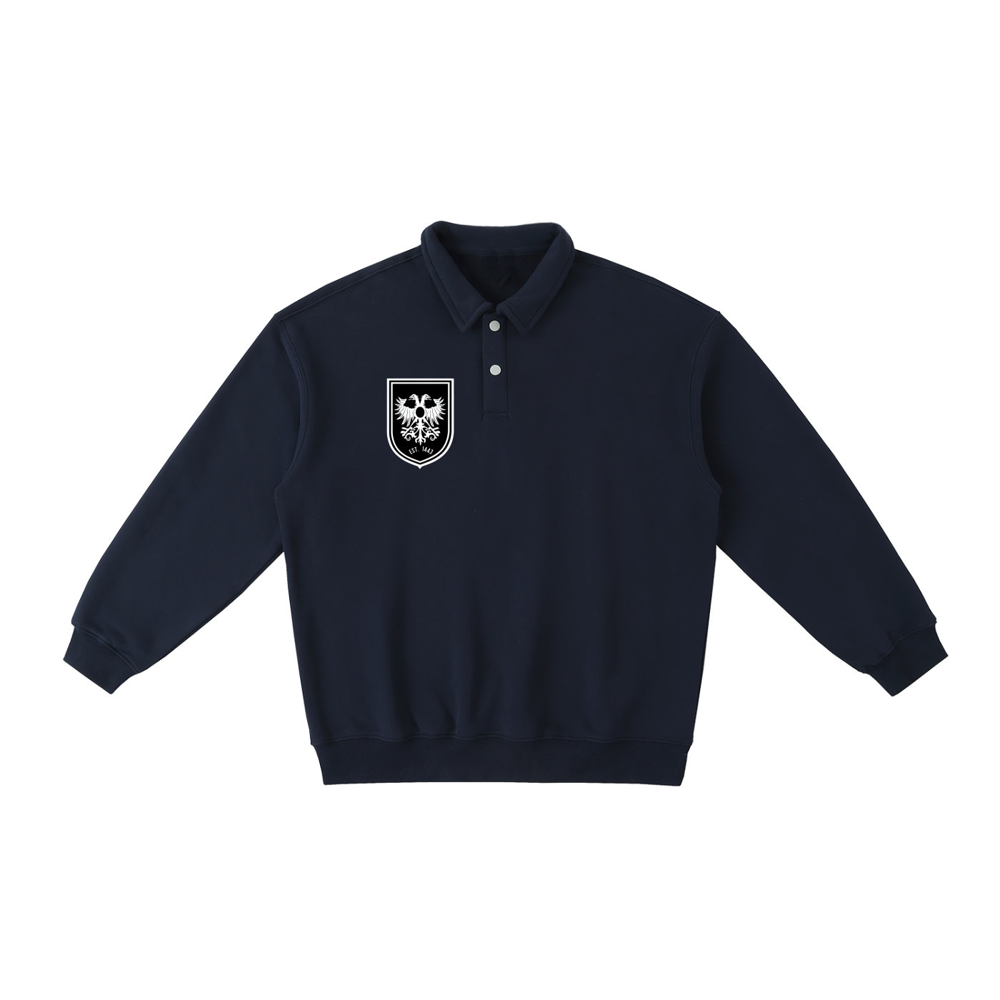 “Historike” Eagle Heavyweight Polo-Collar Fitted Sweatshirt