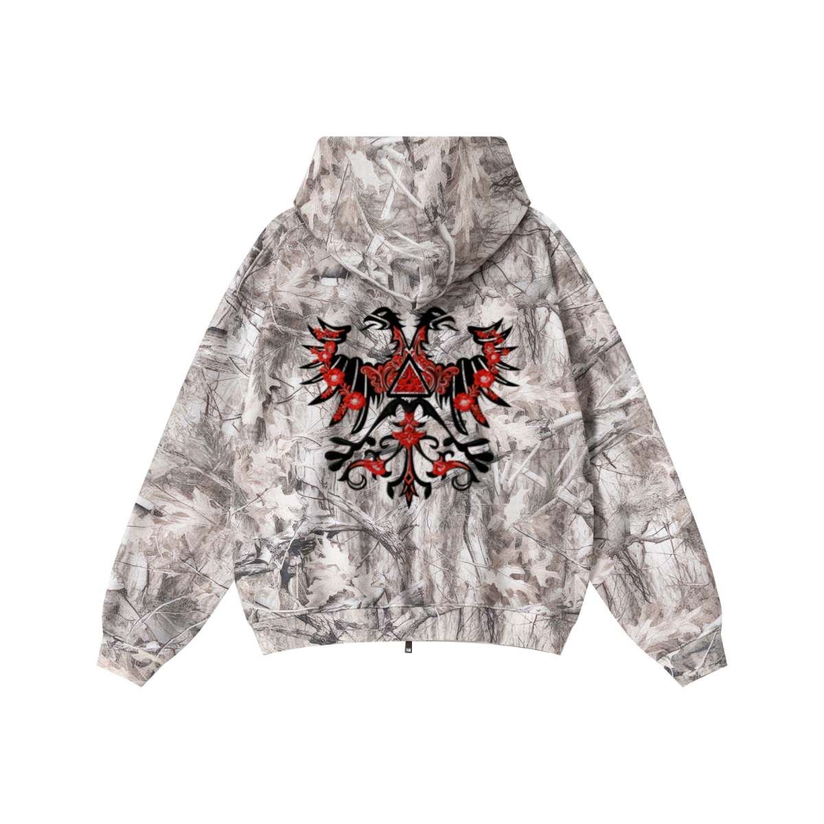 340GSM Unisex Heat Transfer Desert Camouflage Zip-Up Hoodie 	Branch Camouflage