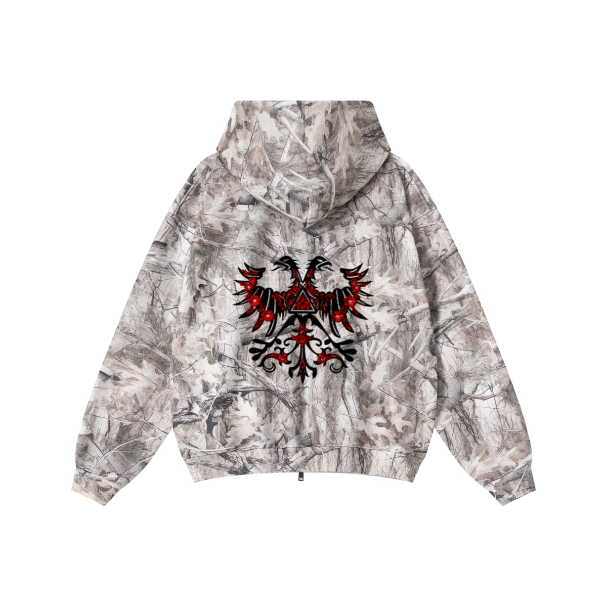340GSM Unisex Heat Transfer Desert Camouflage Zip-Up Hoodie 	Branch Camouflage