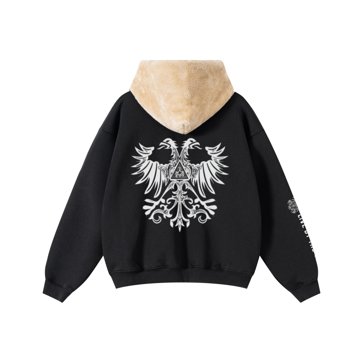 560GSM Unisex Composite Fleece Zip-Up Hoodie Black